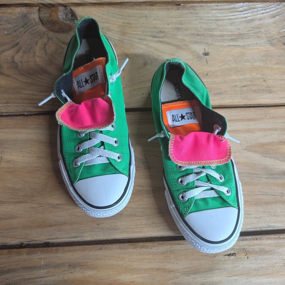 Converse Chuck Taylor All Star Double Tongue Green Pink Low Top Sneakers